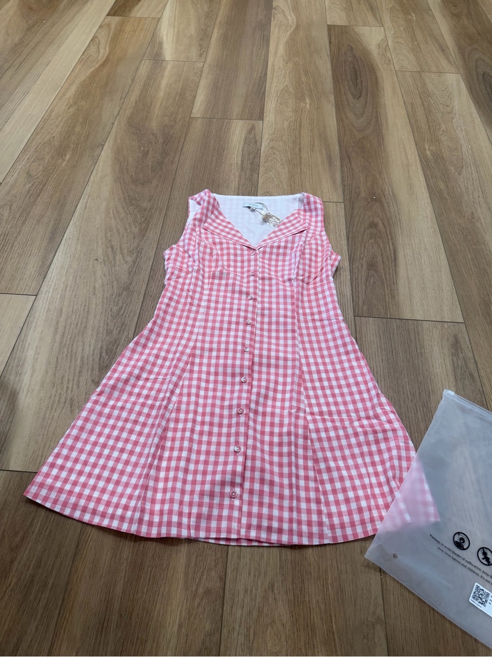 Rihoas Light red Gingham Button-Front Sundress